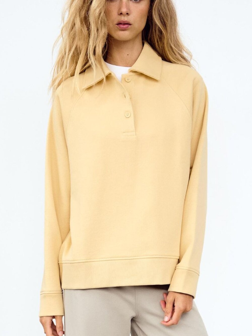 NWT Zara Plush Polo Sweatshirt YELLOW NEVER WORN Size S